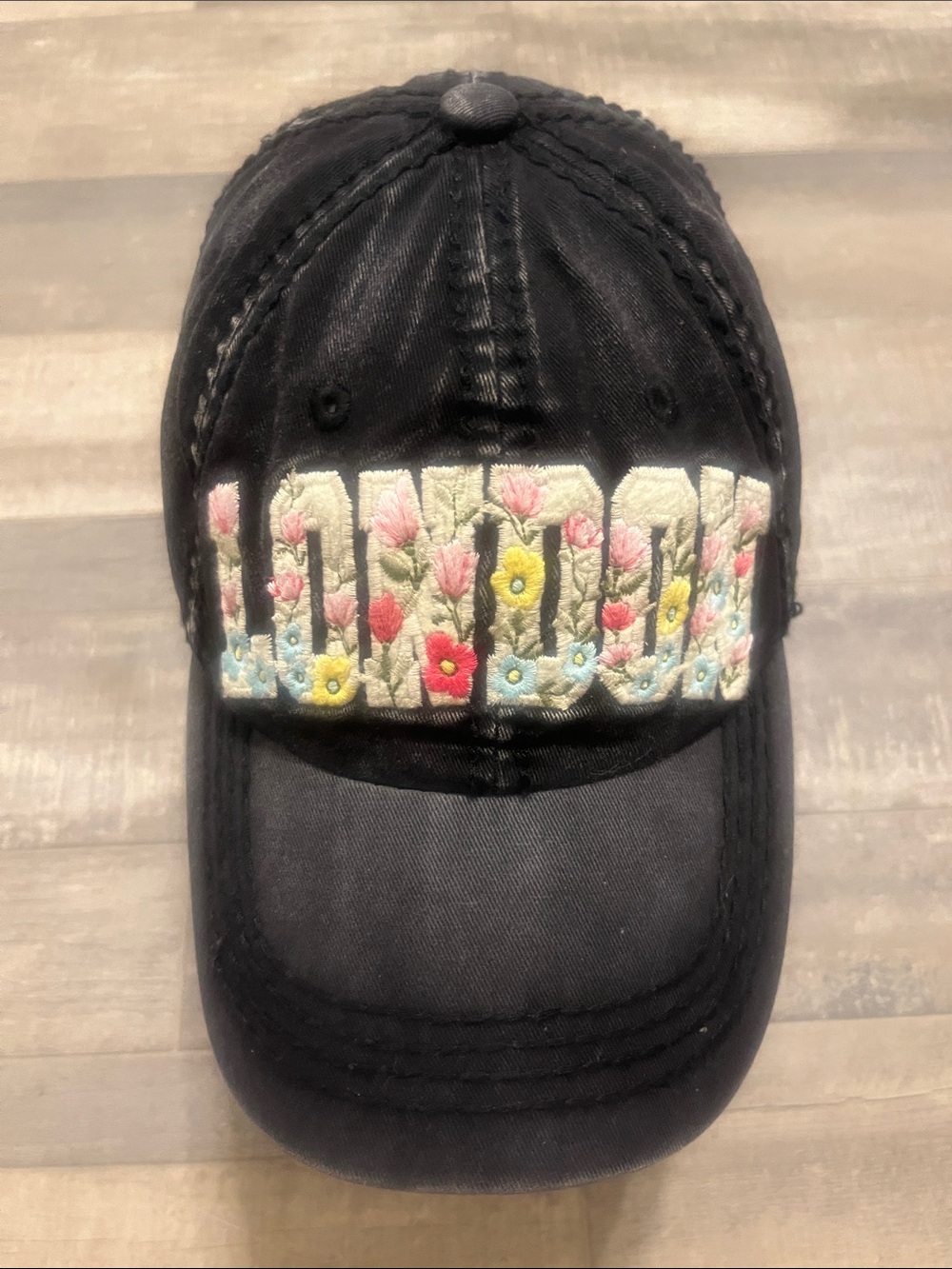 Robin Ruth Black and White Embroidered Logo Cap
